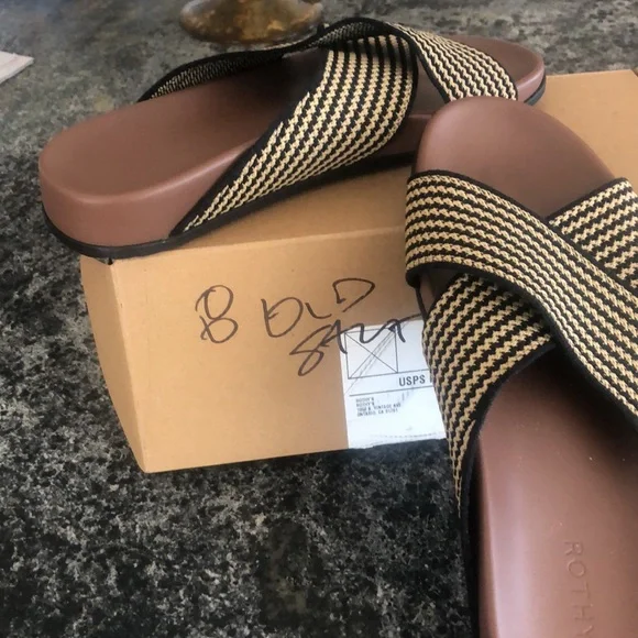 Rothy's Black and Gold Woven Slides - Picture 2 of 4